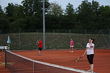 Spielerin am Netz beim Doppel